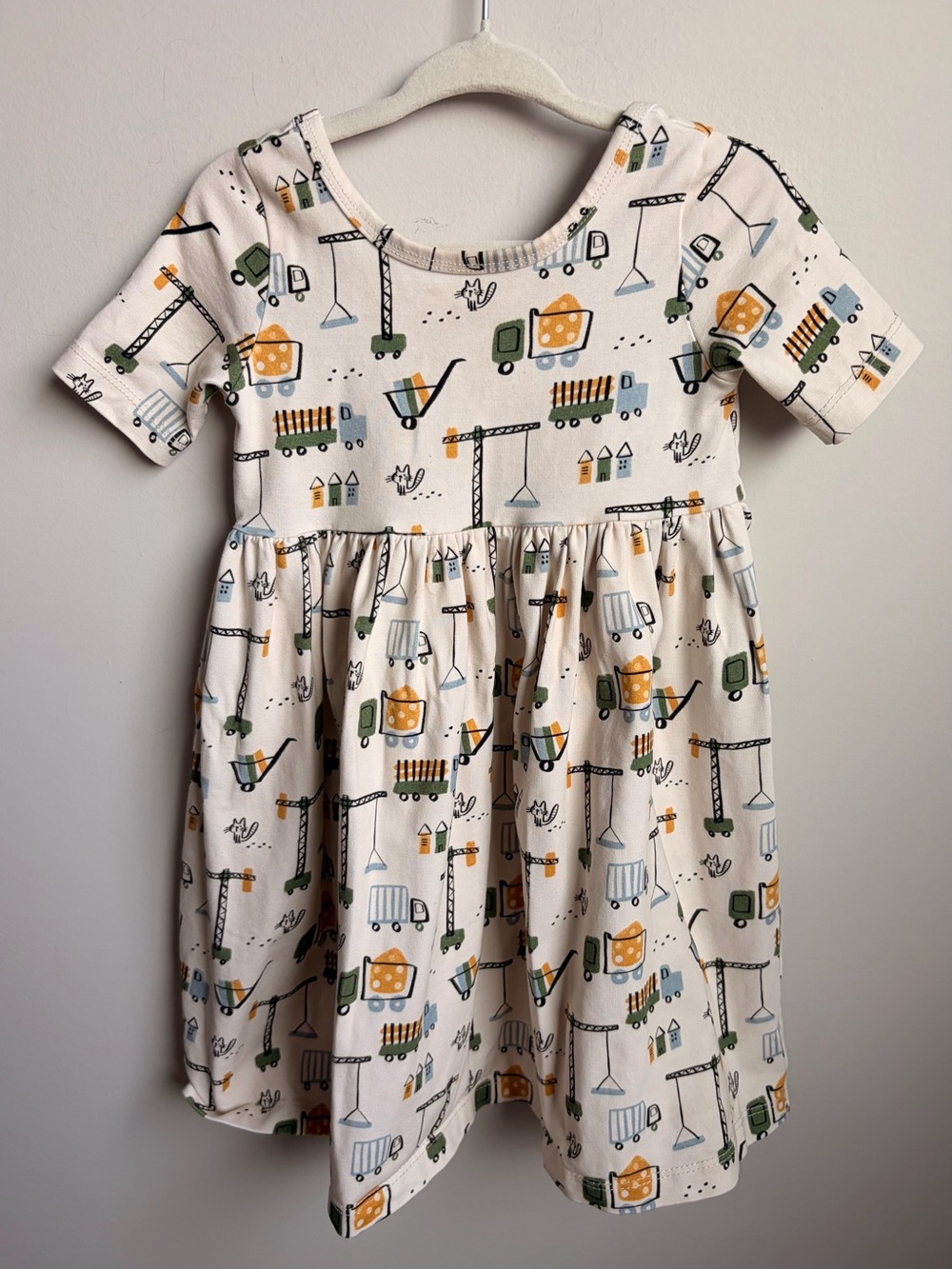 Peanut & Bumble Cream Construction Print Kids Dress